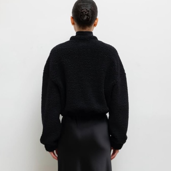 LESET Charcoal Mica Collarless Blouson Button-Up Jacket Cardigan - Picture 2 of 11